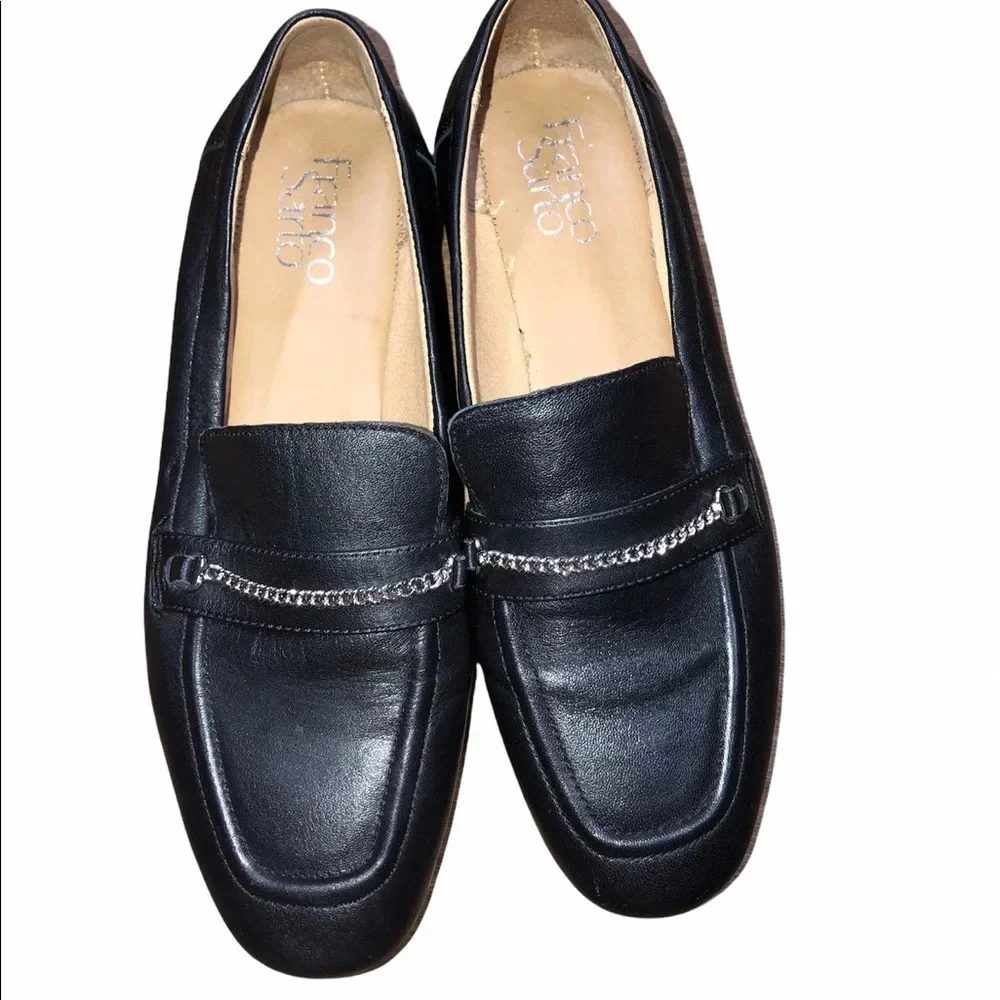 Franco Sarto size 7M black leather loafers